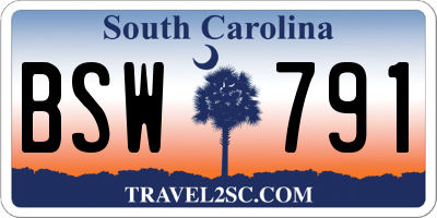 SC license plate BSW791