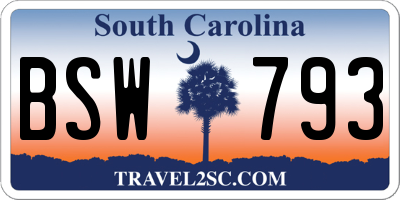 SC license plate BSW793
