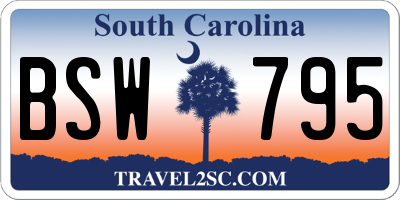 SC license plate BSW795