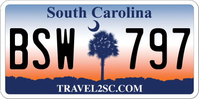 SC license plate BSW797