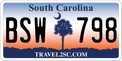 SC license plate BSW798