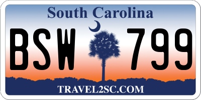 SC license plate BSW799