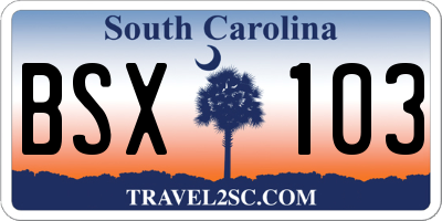 SC license plate BSX103