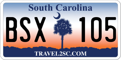 SC license plate BSX105