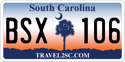 SC license plate BSX106