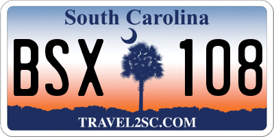 SC license plate BSX108