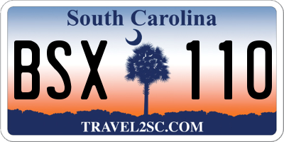SC license plate BSX110