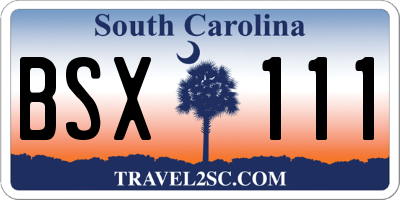 SC license plate BSX111