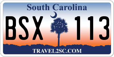 SC license plate BSX113