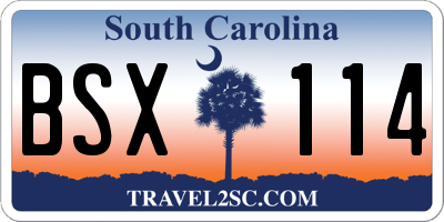 SC license plate BSX114