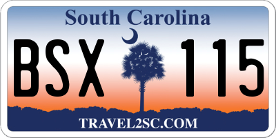 SC license plate BSX115