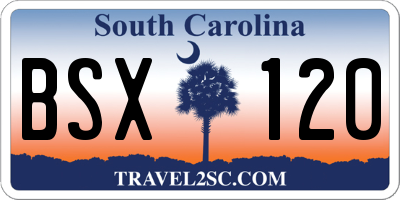 SC license plate BSX120
