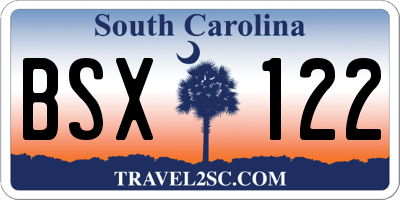 SC license plate BSX122