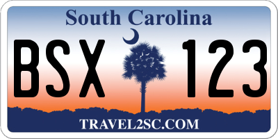 SC license plate BSX123