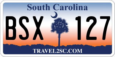 SC license plate BSX127