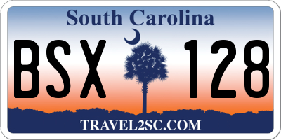 SC license plate BSX128