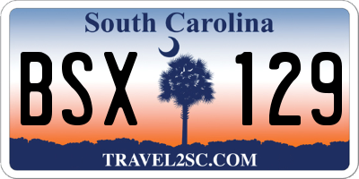 SC license plate BSX129
