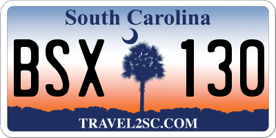 SC license plate BSX130