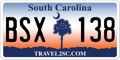 SC license plate BSX138
