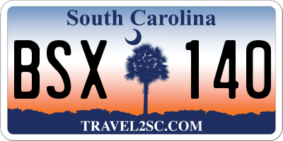 SC license plate BSX140