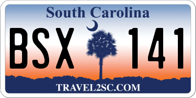 SC license plate BSX141