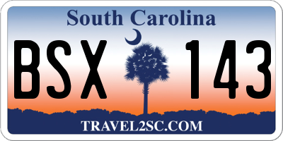 SC license plate BSX143