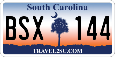 SC license plate BSX144