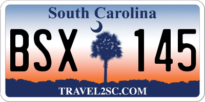 SC license plate BSX145