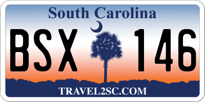 SC license plate BSX146
