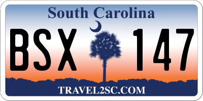 SC license plate BSX147