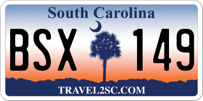 SC license plate BSX149
