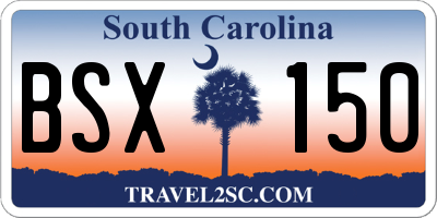 SC license plate BSX150