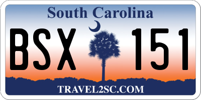 SC license plate BSX151