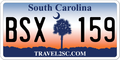SC license plate BSX159