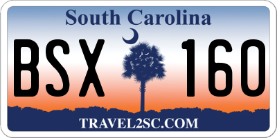 SC license plate BSX160