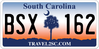 SC license plate BSX162
