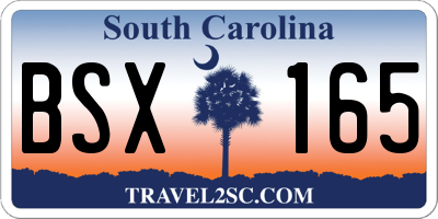 SC license plate BSX165