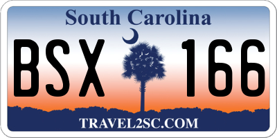 SC license plate BSX166