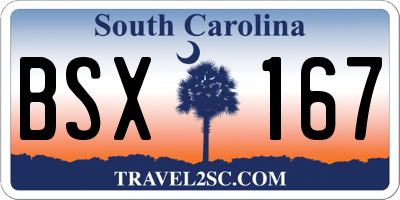 SC license plate BSX167