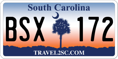 SC license plate BSX172