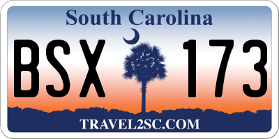 SC license plate BSX173