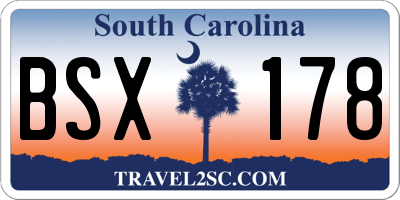 SC license plate BSX178