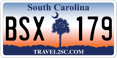 SC license plate BSX179