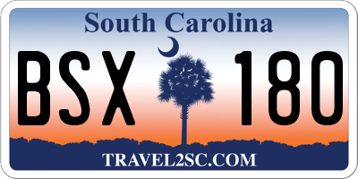 SC license plate BSX180