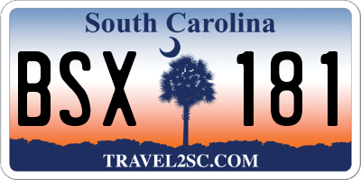 SC license plate BSX181