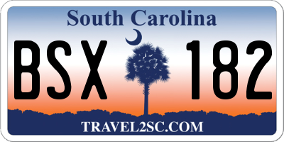 SC license plate BSX182