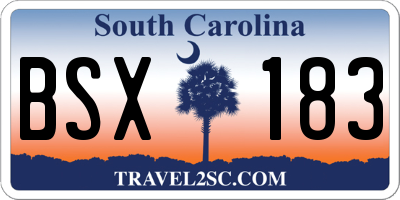 SC license plate BSX183