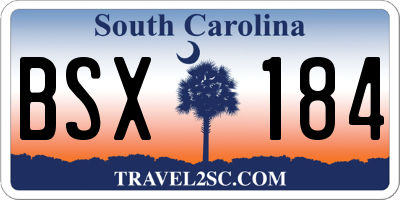 SC license plate BSX184