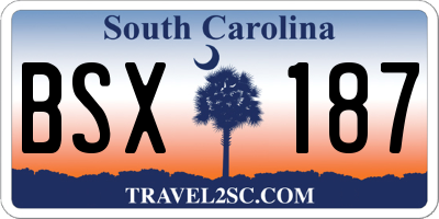 SC license plate BSX187