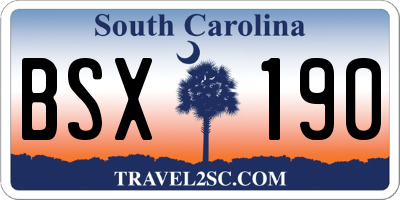 SC license plate BSX190
